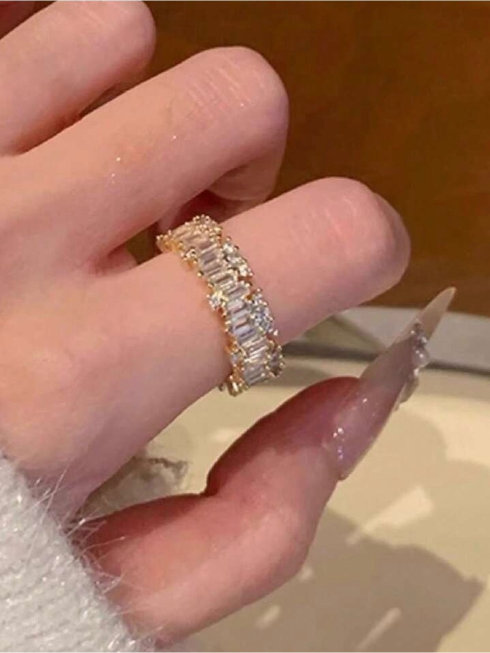 Gold Baguette CZ Eternity Ring - Women's Gold Band